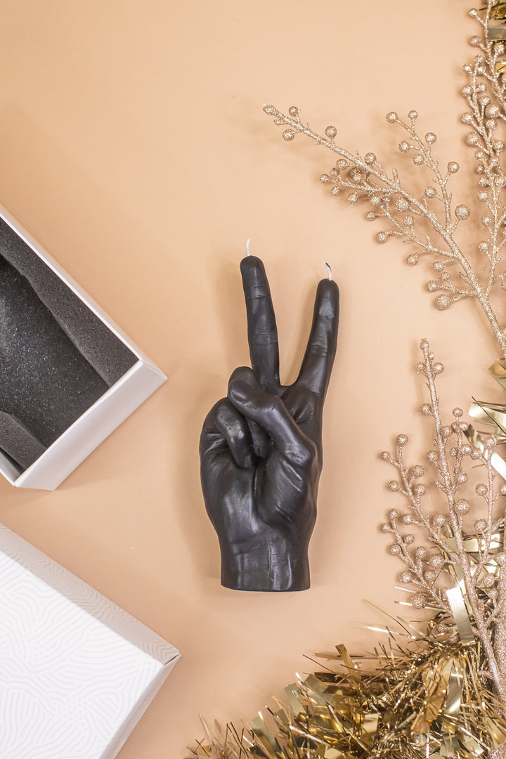 Hand Gesture Candle, Peace Black