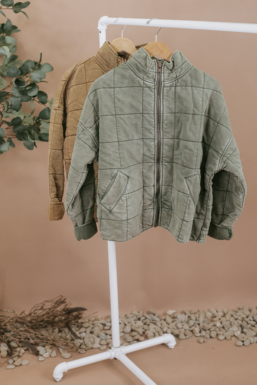 BY TOGETHER:It's All Good Quilted Washed Jacket, Desert Tan