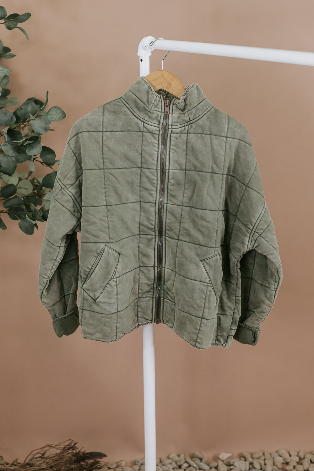 It's All Good Quilted Washed Jacket, Olive by BY TOGETHER