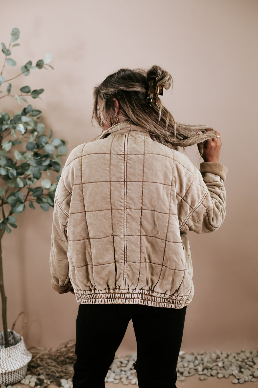 BY TOGETHER:It's All Good Quilted Washed Jacket, Desert Tan