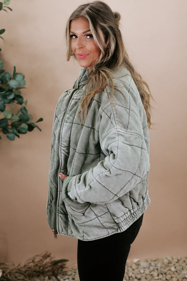It's All Good Quilted Washed Jacket, Olive by BY TOGETHER