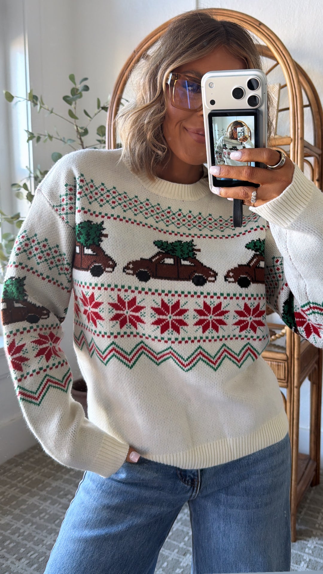 Christmas Tree Farm Sweater, Ivory/Combo