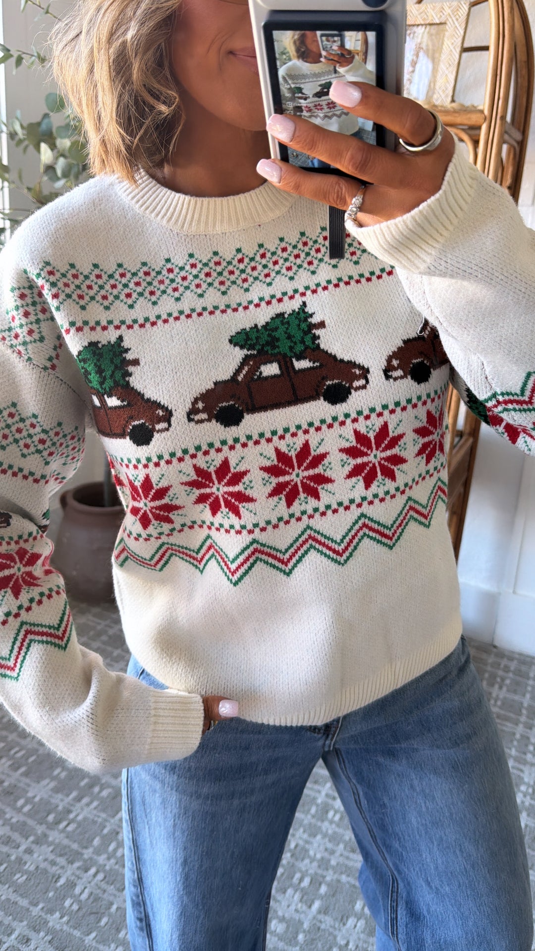 Christmas Tree Farm Sweater, Ivory/Combo