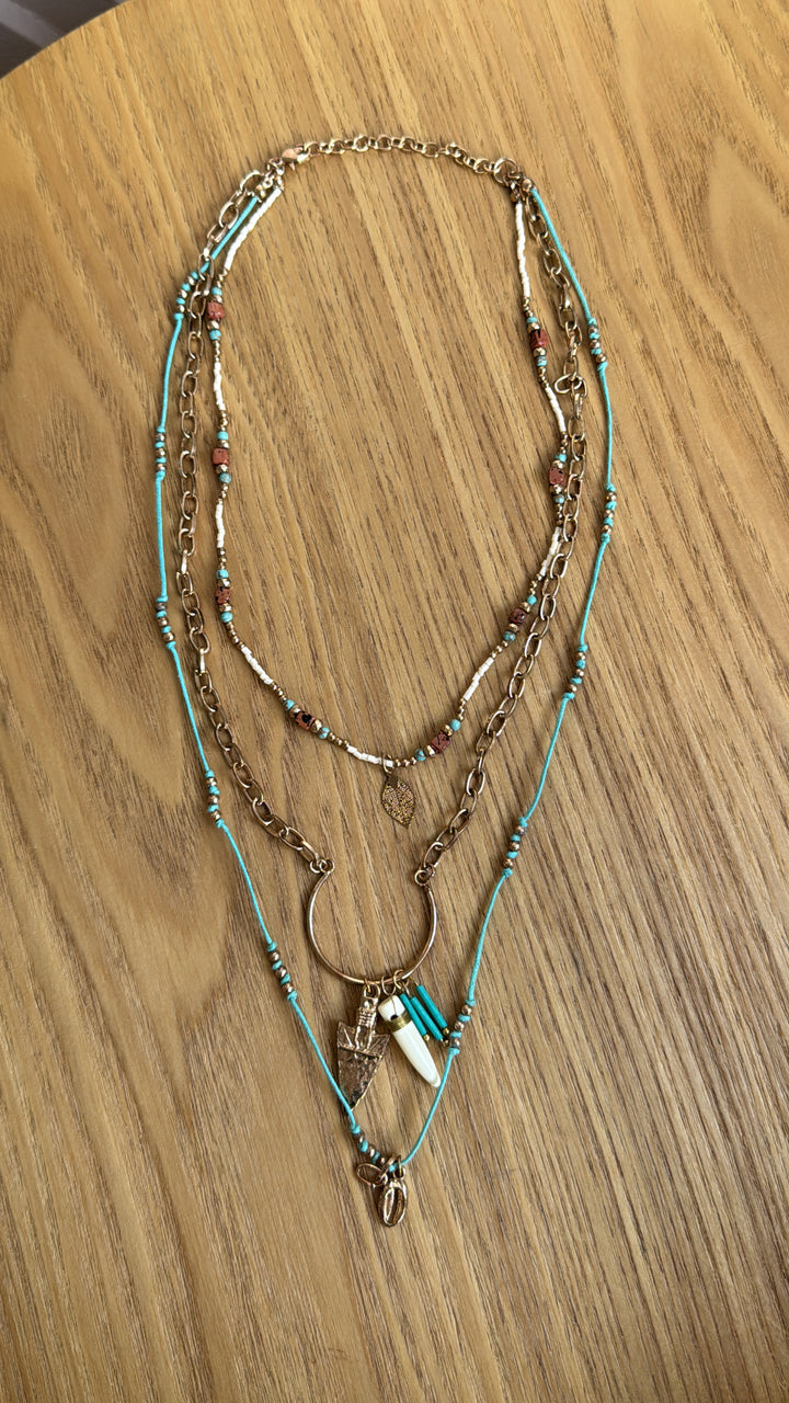 Tynn Tusk & Arrow Layered Necklace, Gold