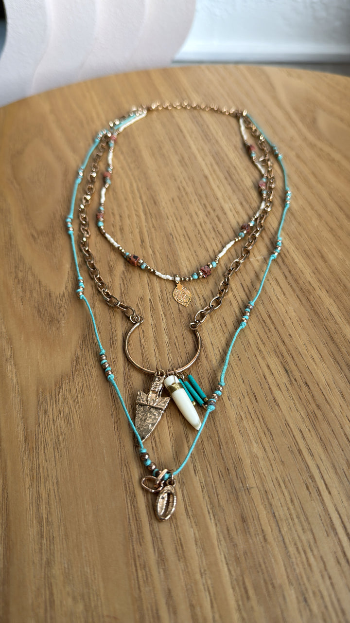 Tynn Tusk & Arrow Layered Necklace, Gold