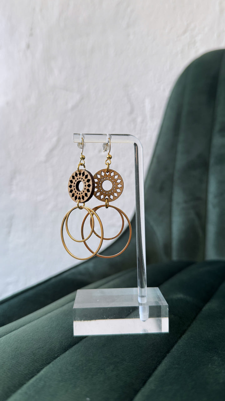 Cecelia Wood Earring, Double Hoop