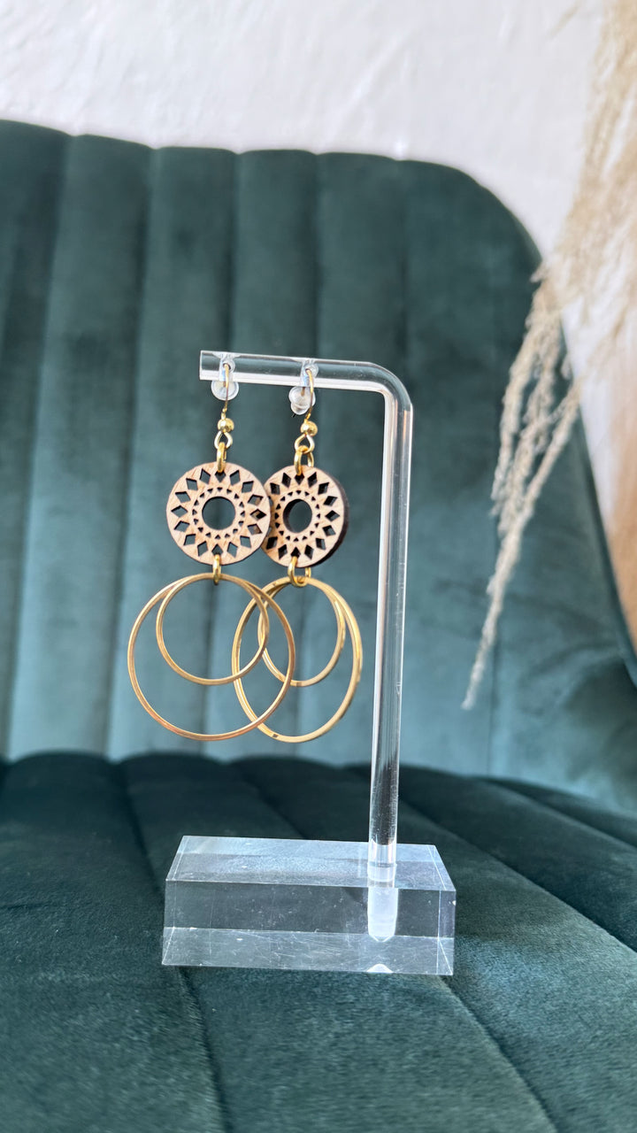 Cecelia Wood Earring, Double Hoop