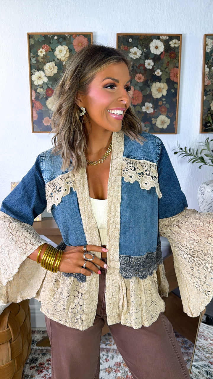 Denim Lace Kimono, Denim