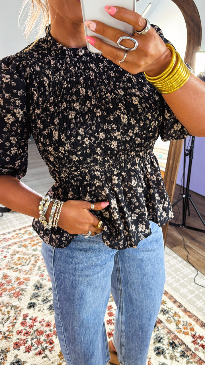 Opal Mae Floral Blouse, Black Multi