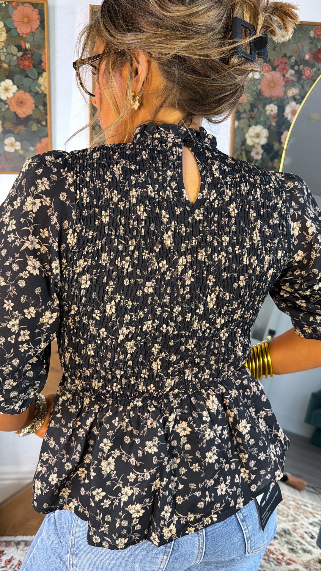 Opal Mae Floral Blouse, Black Multi