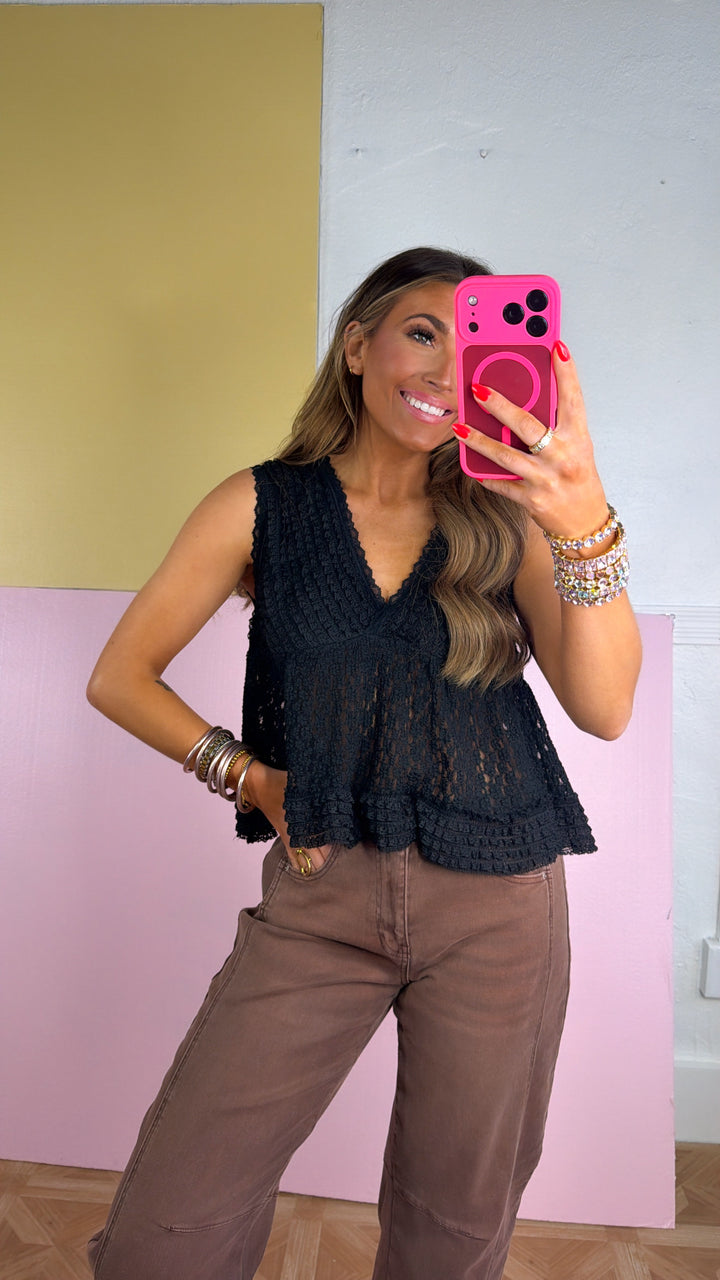 Airy Knit Top, Black