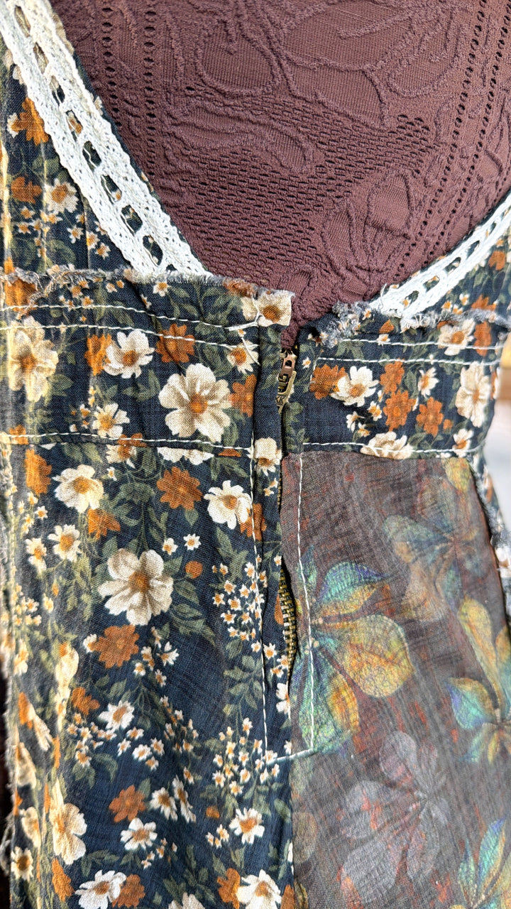 Blush Field Overall Dress, Olive Multi