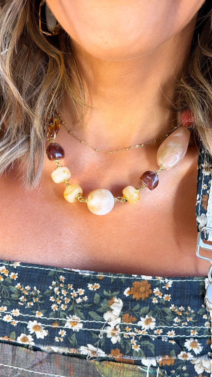 Multi Gemstone Necklace, Brown