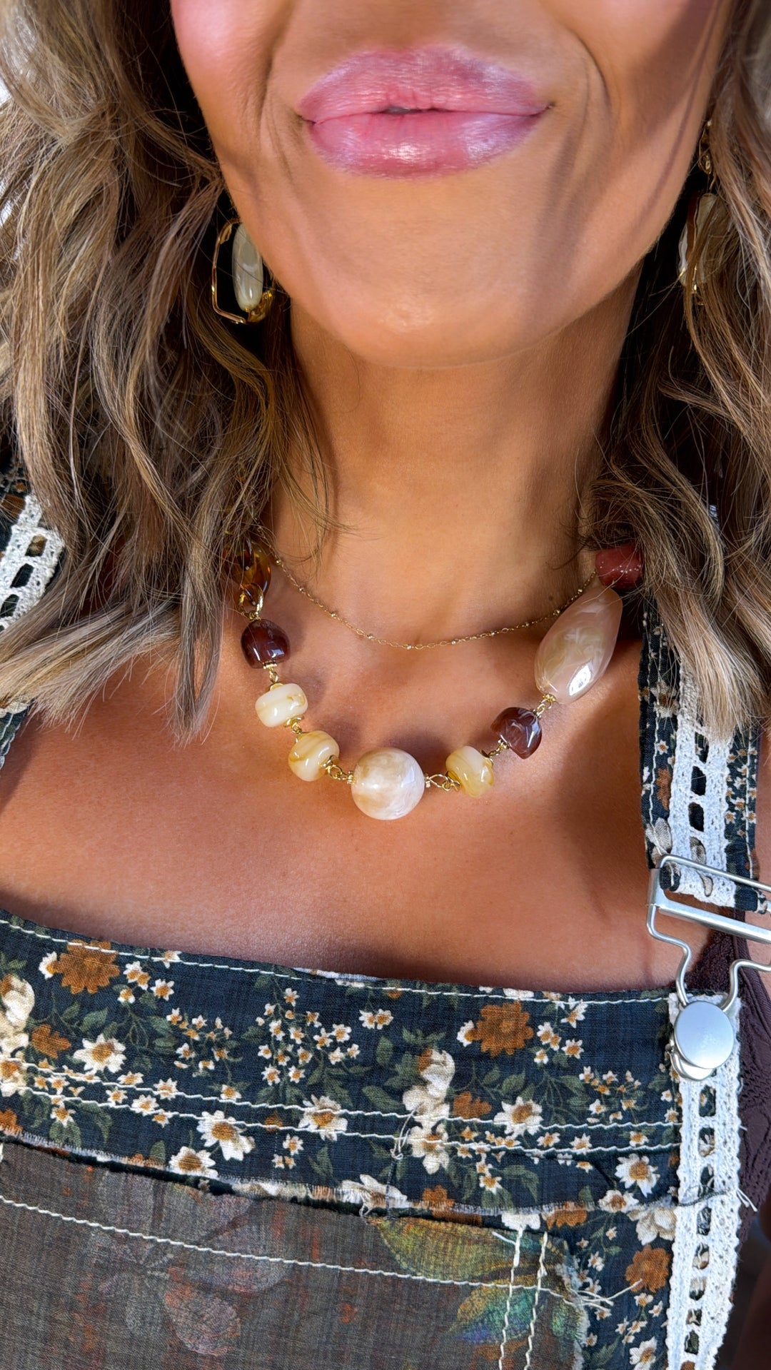 Multi Gemstone Necklace, Brown