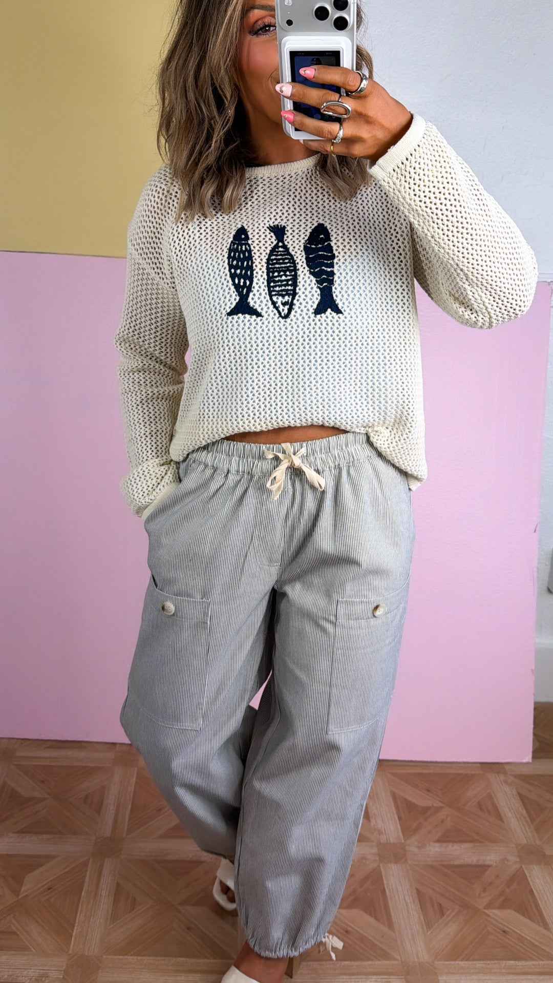 Gone Sailing Sweater, Natural/Navy