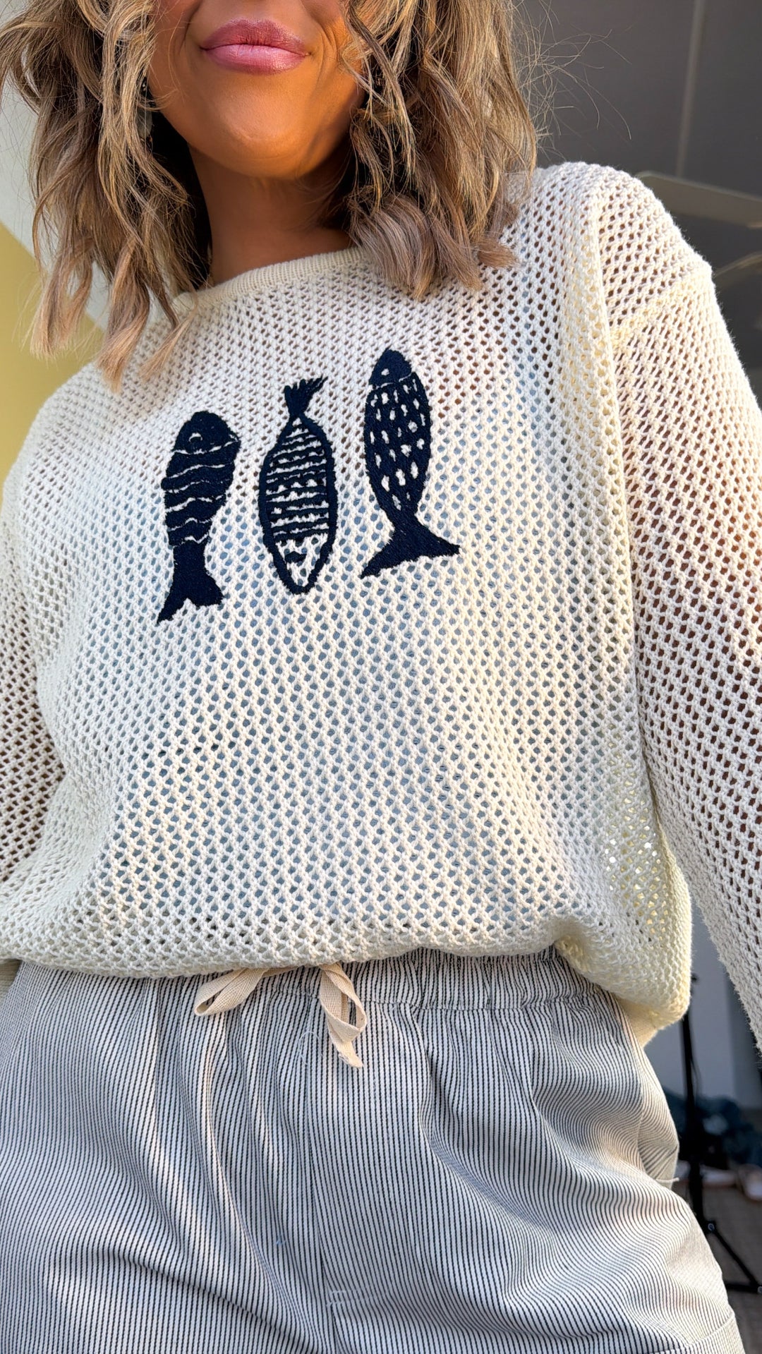 Gone Sailing Sweater, Natural/Navy