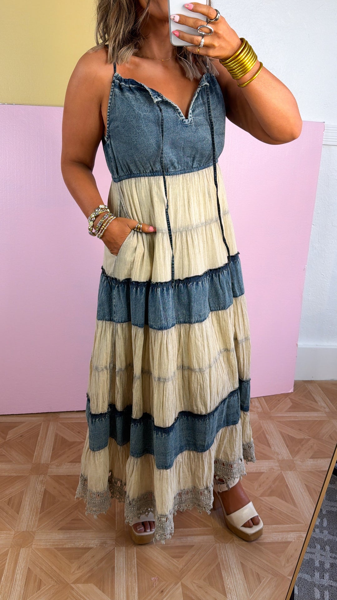 Denim Days Maxi dress, Latte Small