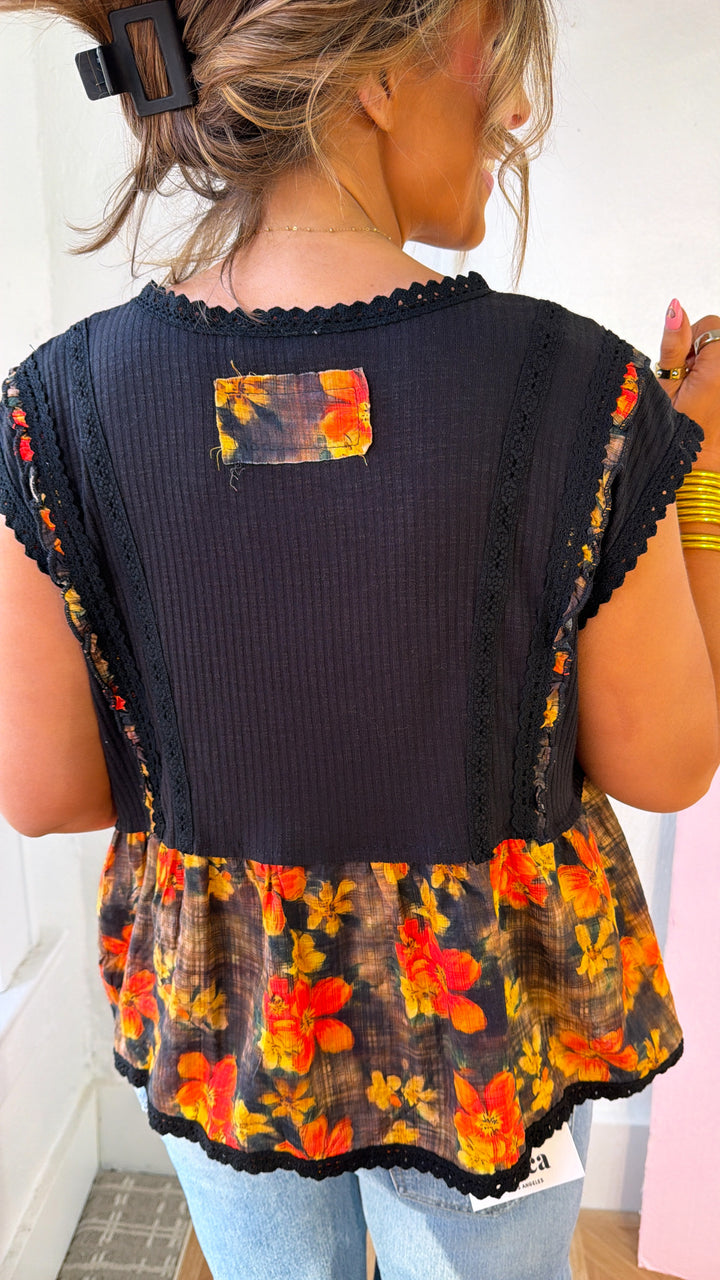 Bloomline Sleeveless Top, Black