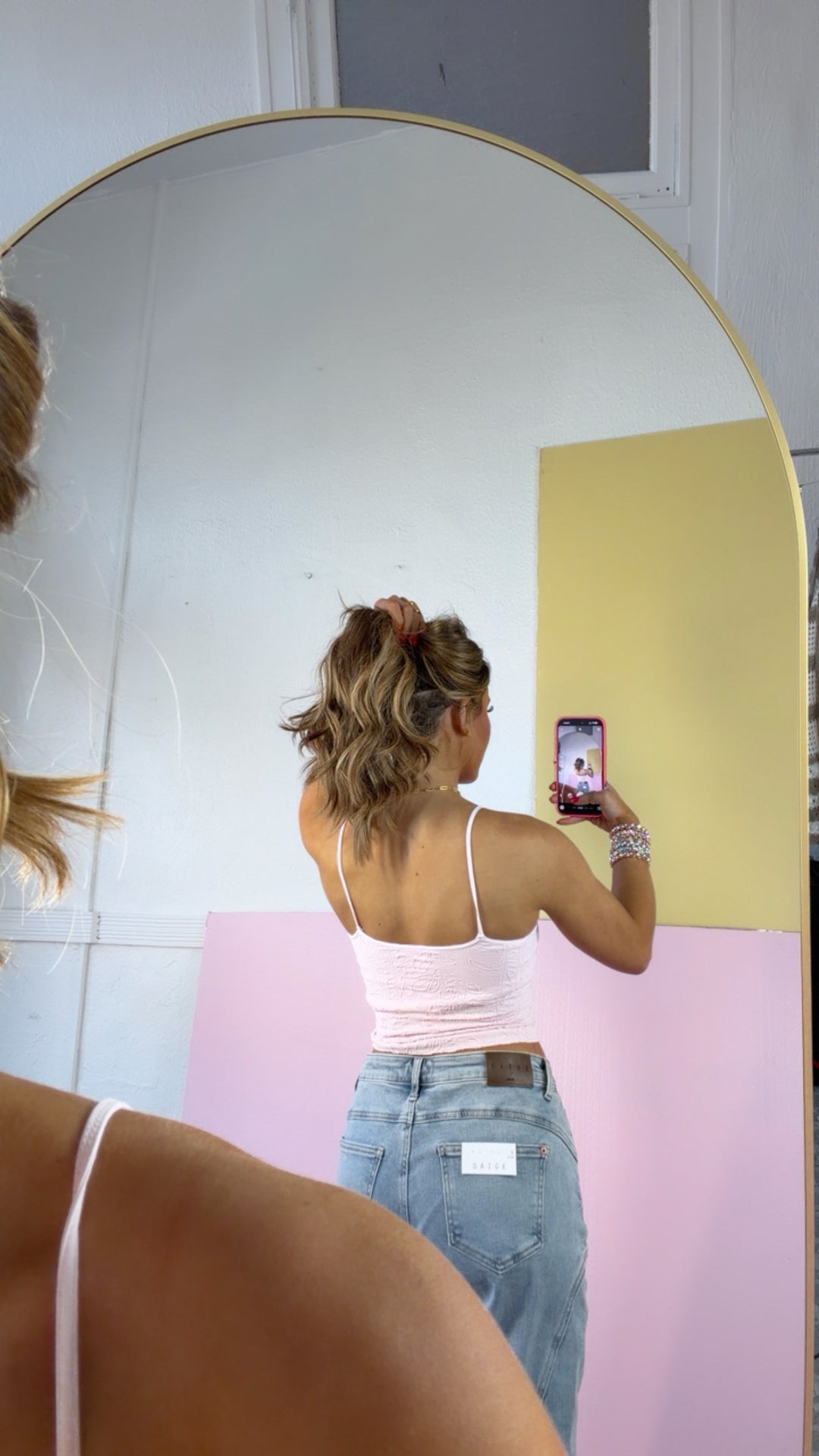 Double Layered Lace Trimmed Cami, Icy Pink