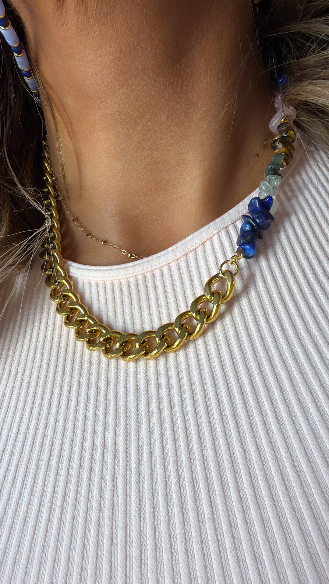 Treasure Jewels: Blue Stone & Chain Necklace