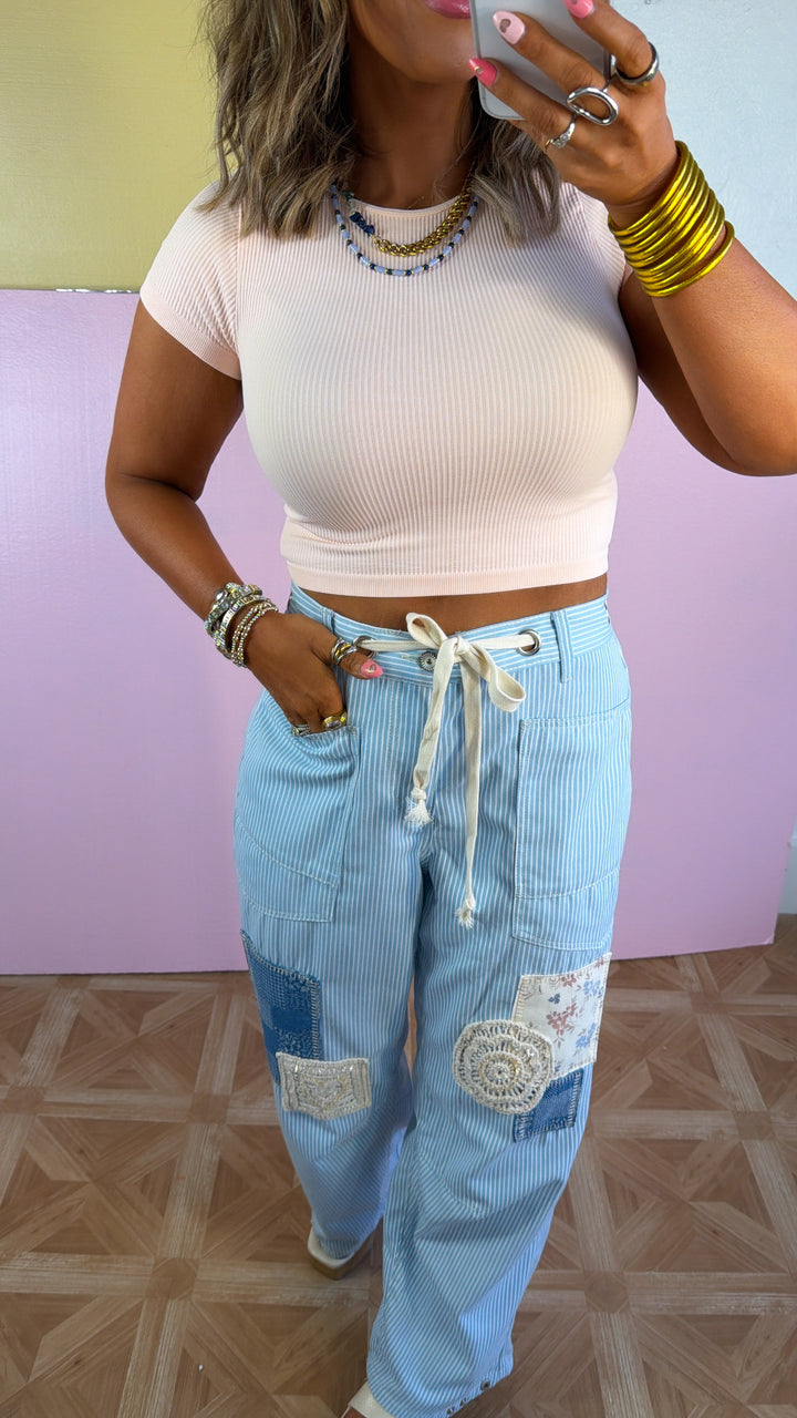 Denim Skies Striped Pants, Denim Stripe