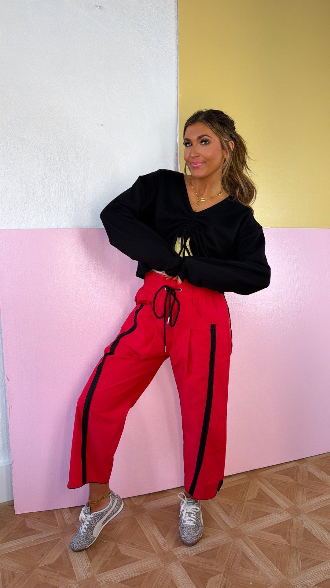 WindBreaker Contrasted Pant, Red/Black