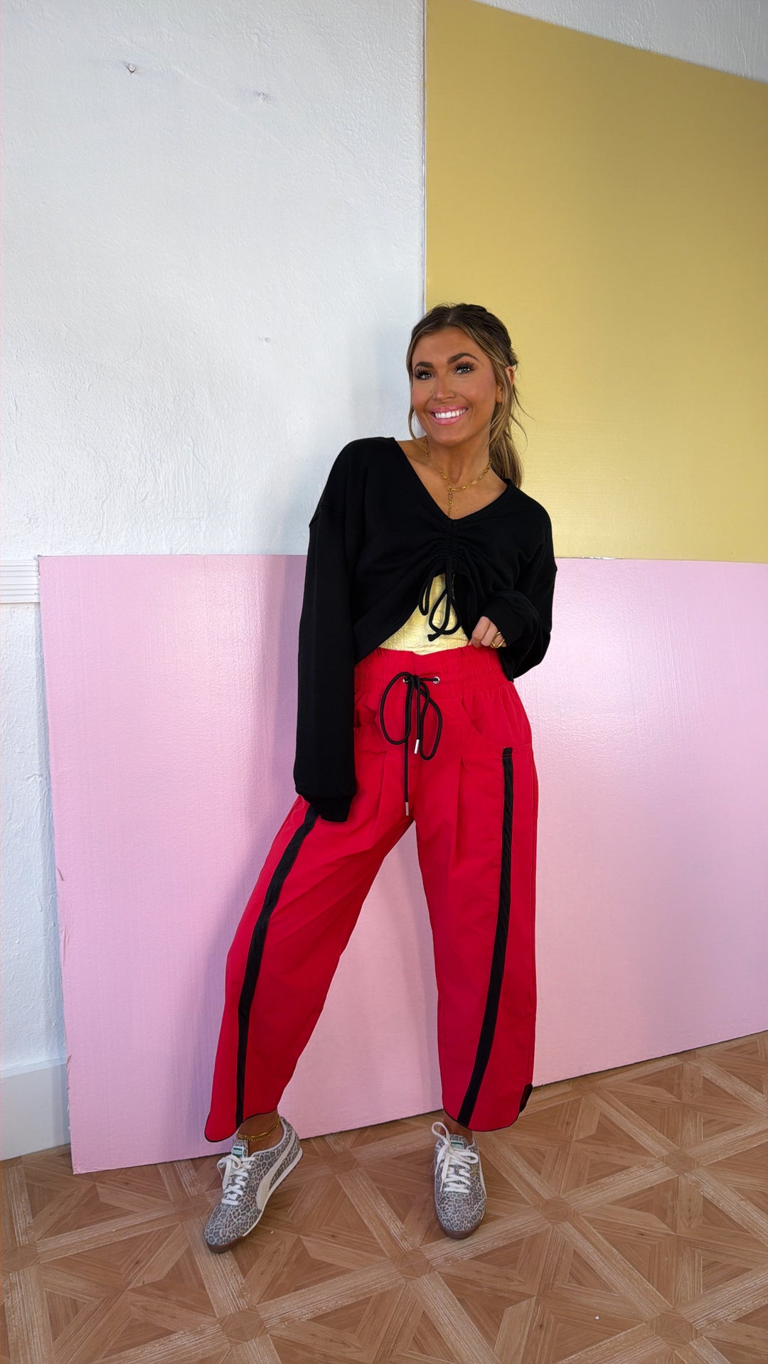 WindBreaker Contrasted Pant, Red/Black