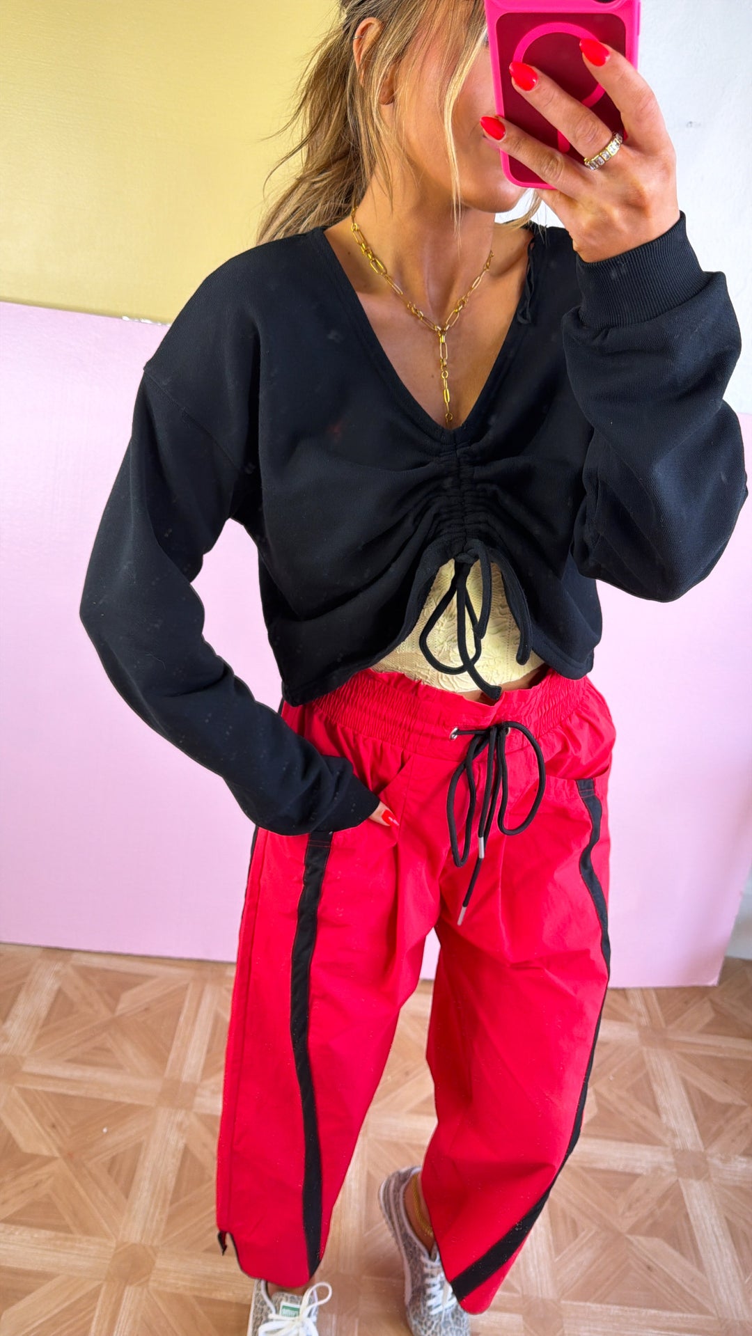 WindBreaker Contrasted Pant, Red/Black