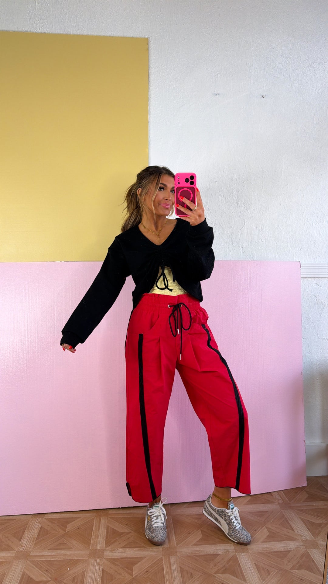 WindBreaker Contrasted Pant, Red/Black