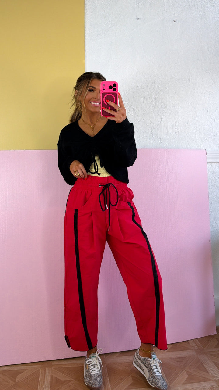 WindBreaker Contrasted Pant, Red/Black