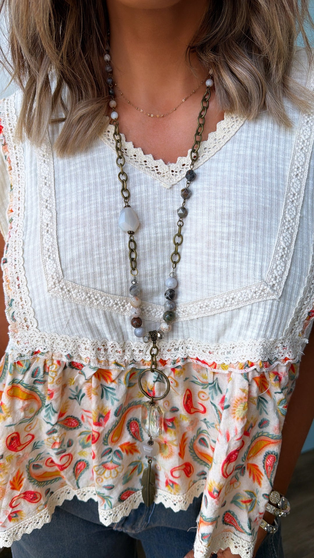 Bloomline Sleeveless Top, Natural