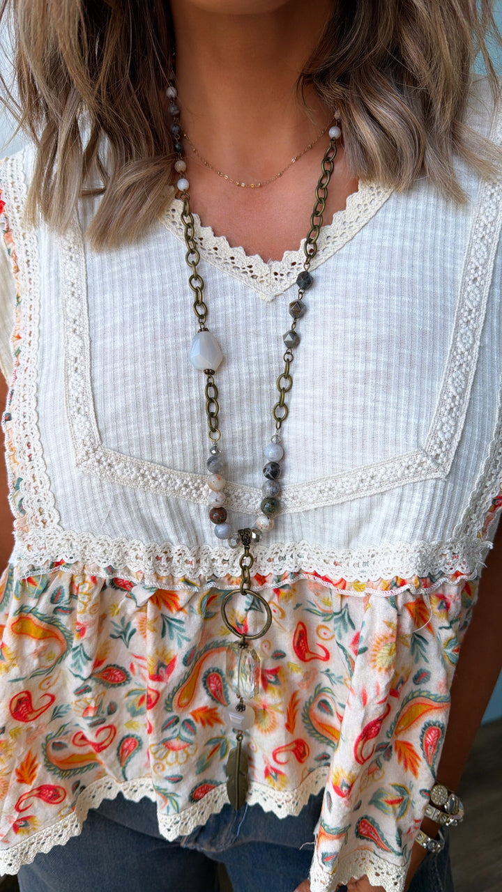 Bloomline Sleeveless Top, Natural