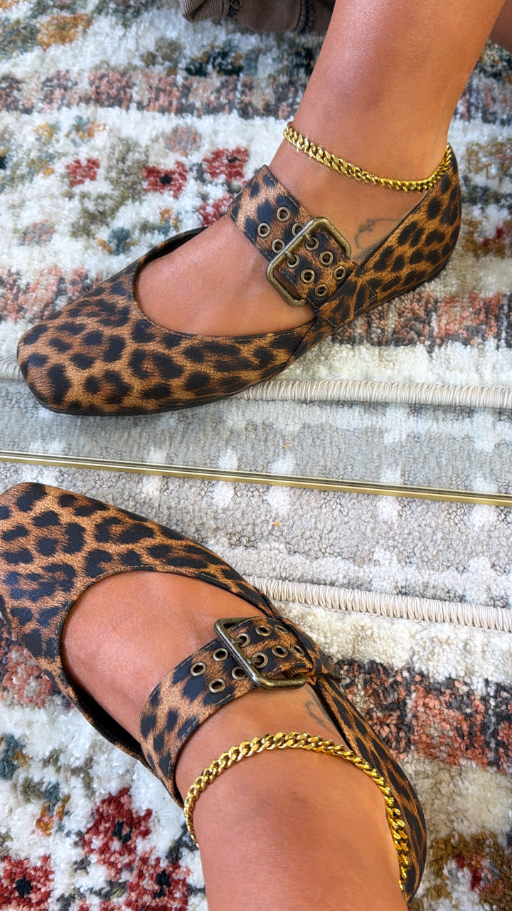 Leopard Buckle Ballet Flat, Leopard