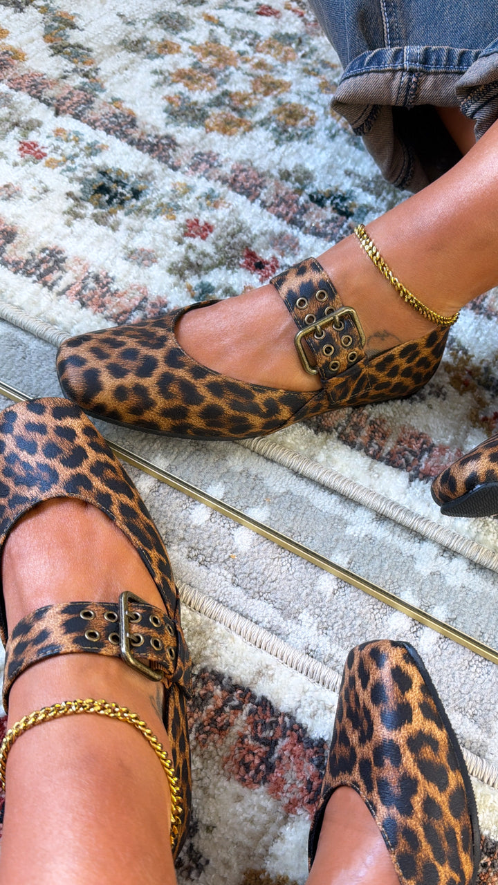 Leopard Buckle Ballet Flat, Leopard