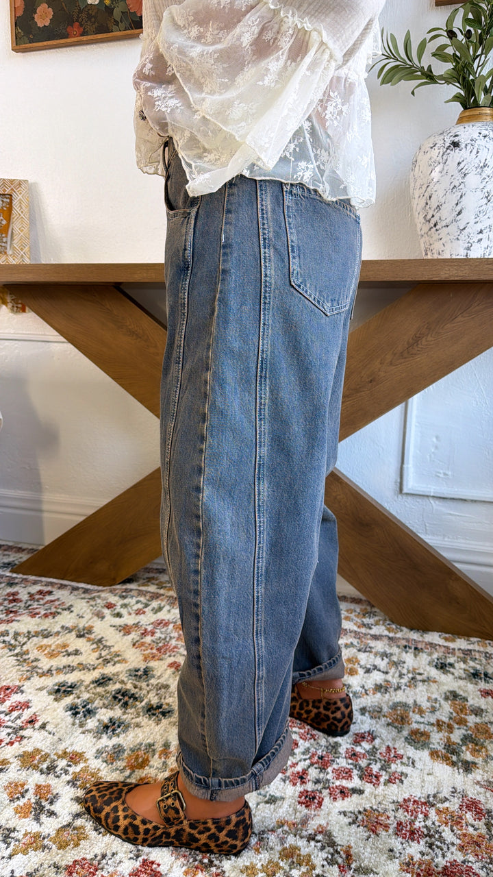 The Curve Barrel Jeans, Dark Denim