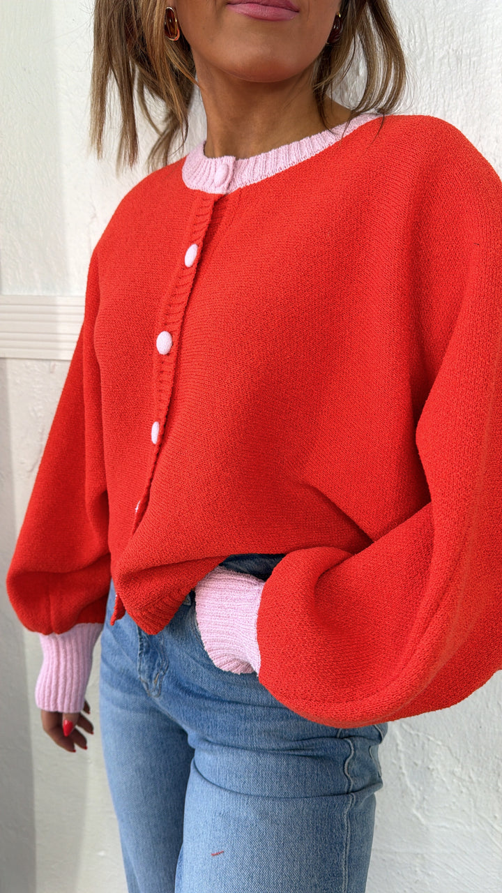 Golden Girl Cardigan, Orange/Pink