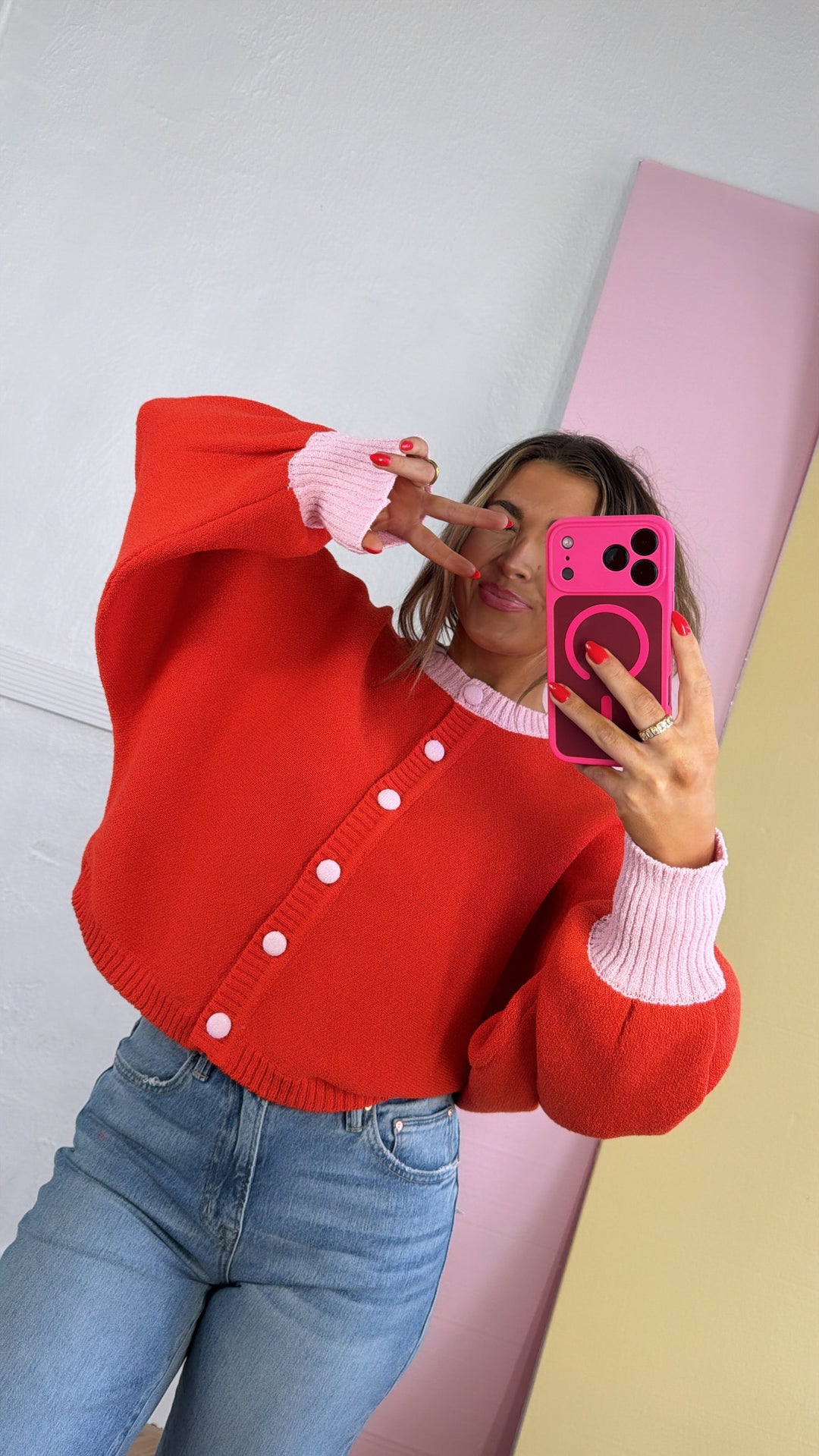 Golden Girl Cardigan, Orange/Pink