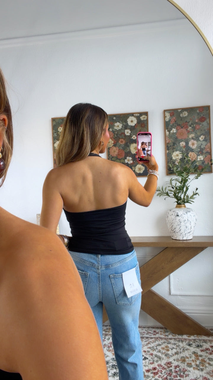 Seamless Halter Top, Black