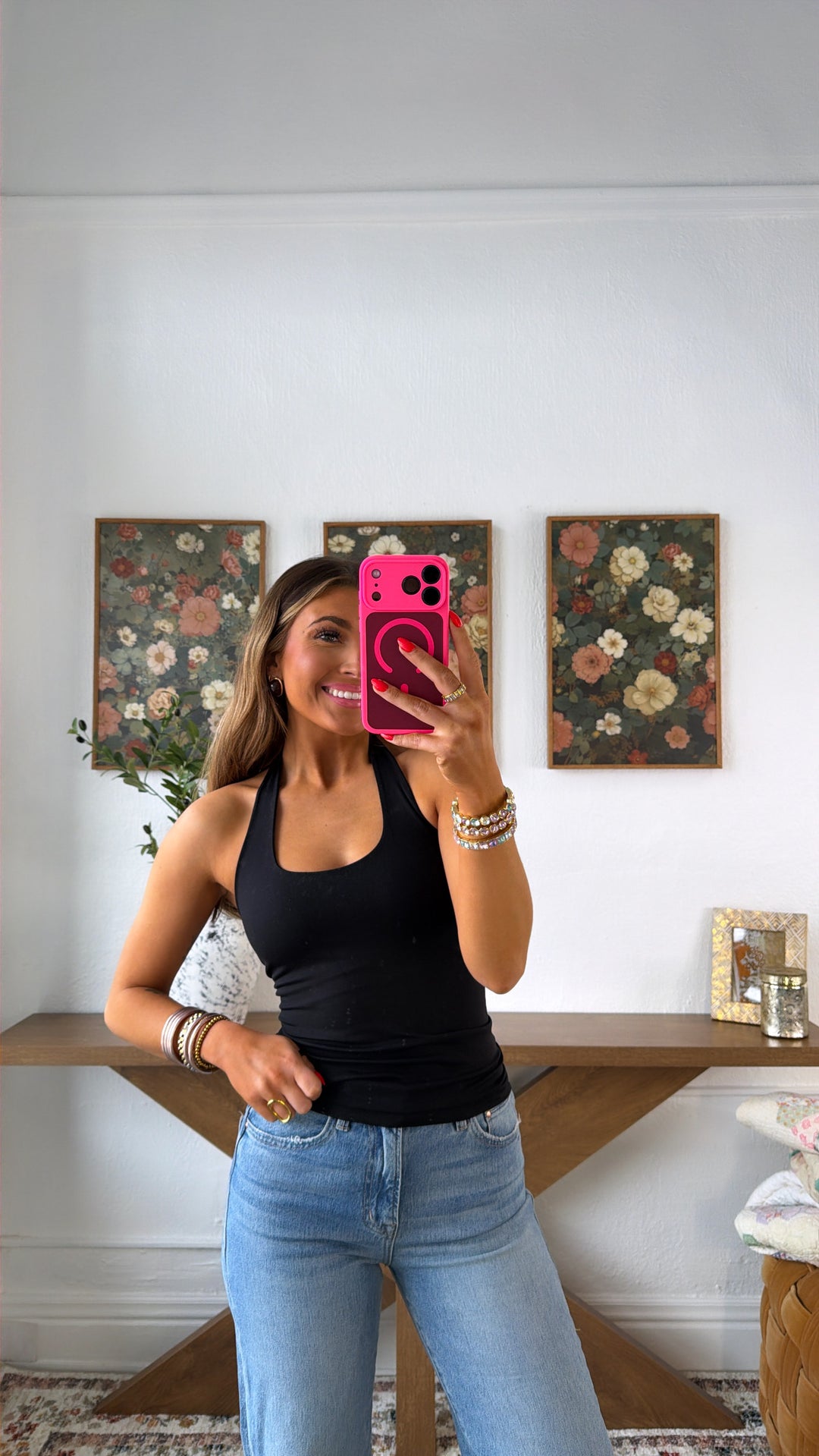 Seamless Halter Top, Black