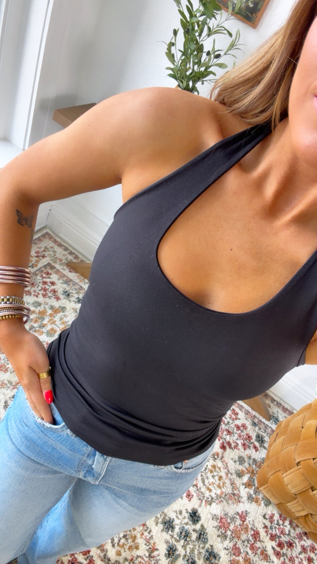 Seamless Halter Top, Black