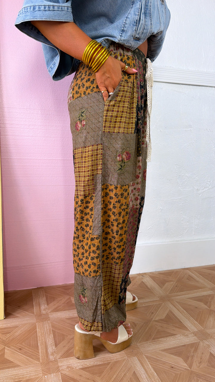 In The Mix Printed Boho Jogger, Taupe Multi