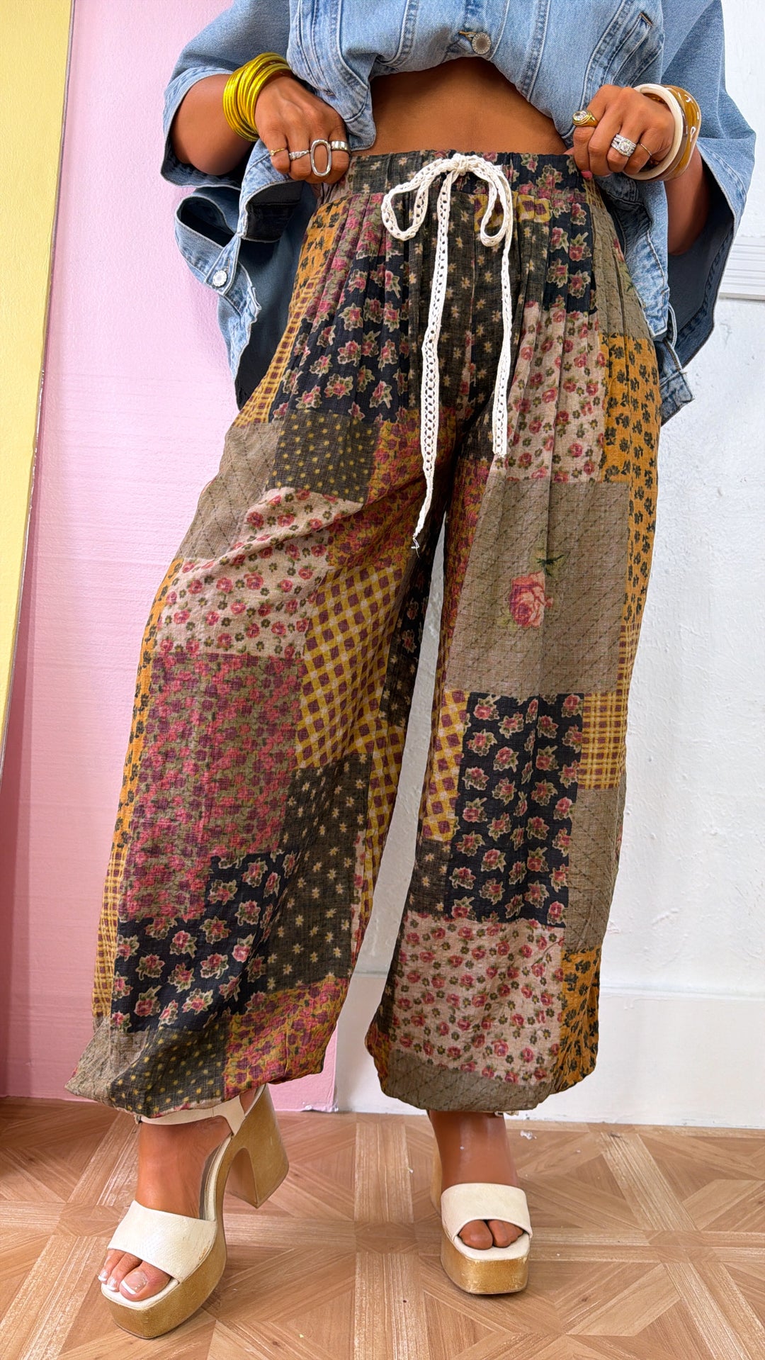 In The Mix Printed Boho Jogger, Taupe Multi