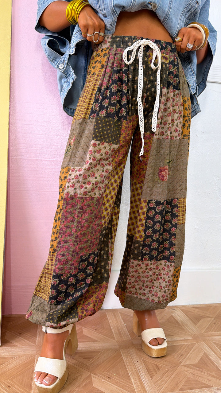 In The Mix Printed Boho Jogger, Taupe Multi