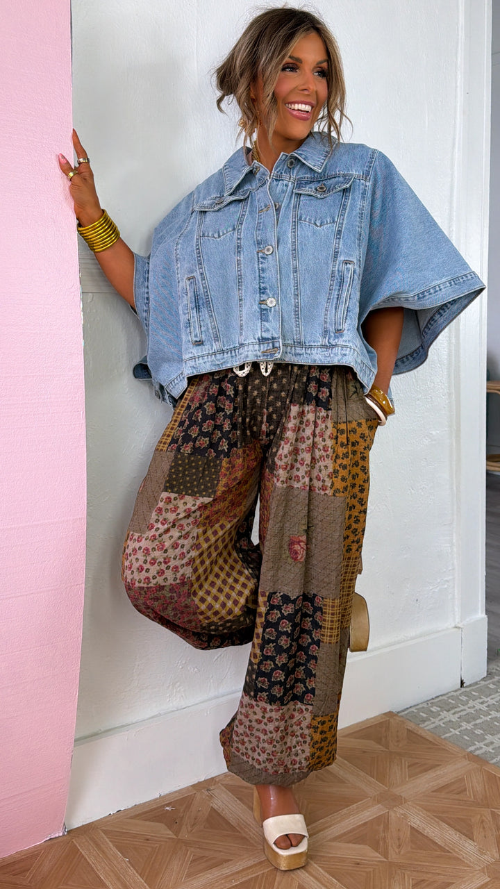 In The Mix Printed Boho Jogger, Taupe Multi