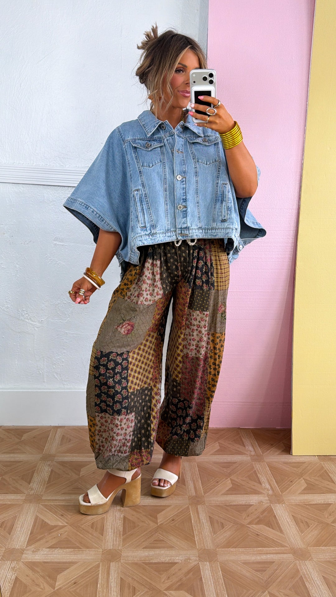 In The Mix Printed Boho Jogger, Taupe Multi