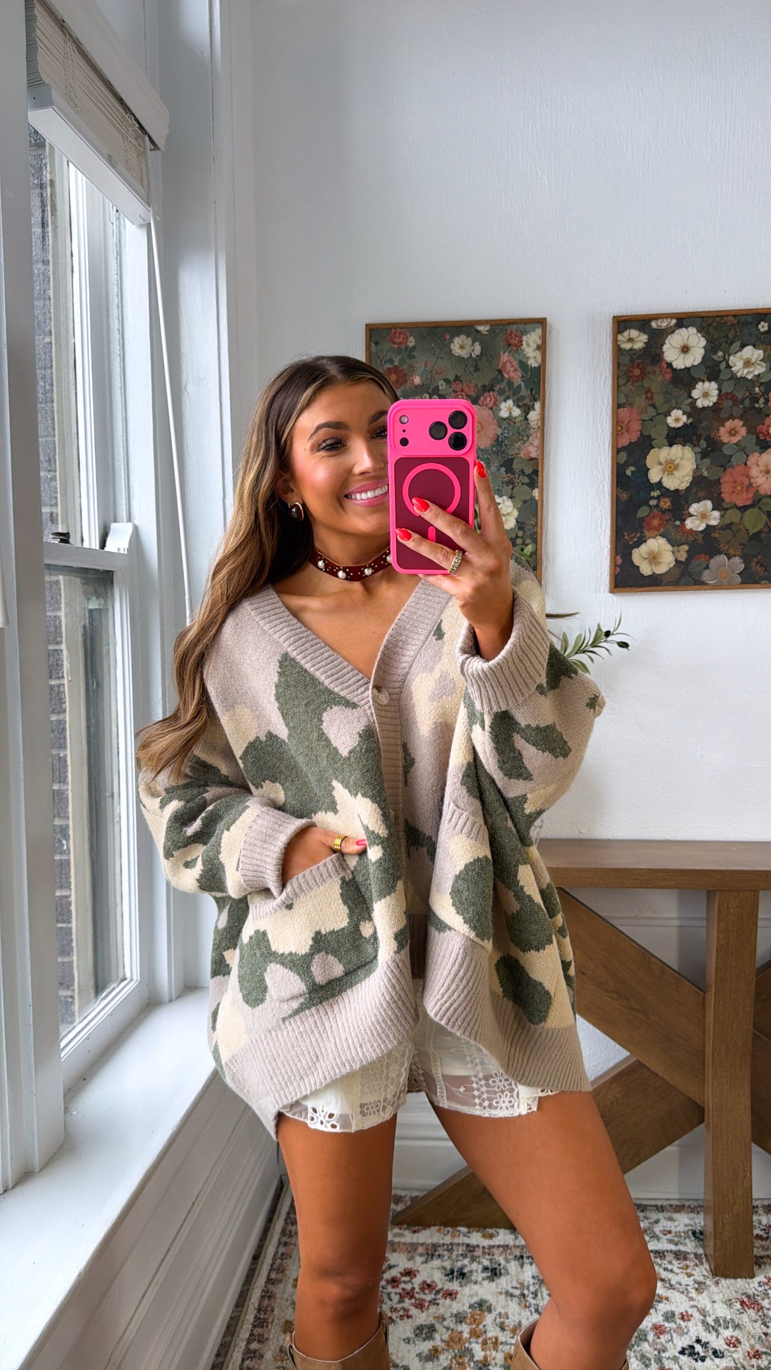 Camo Chill Cardigan, Taupe