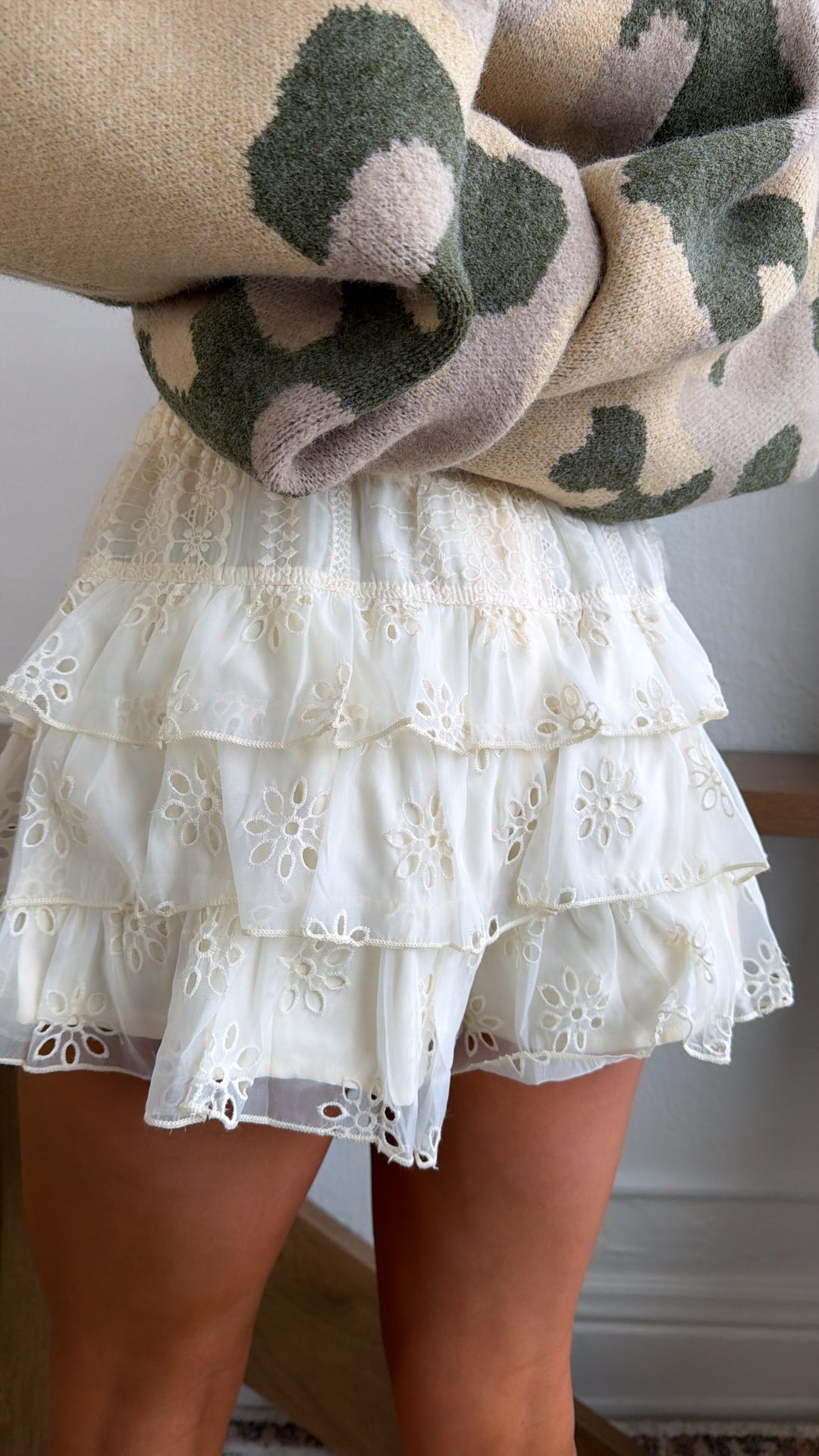Little Tulip Eyelet Skort, Ecru