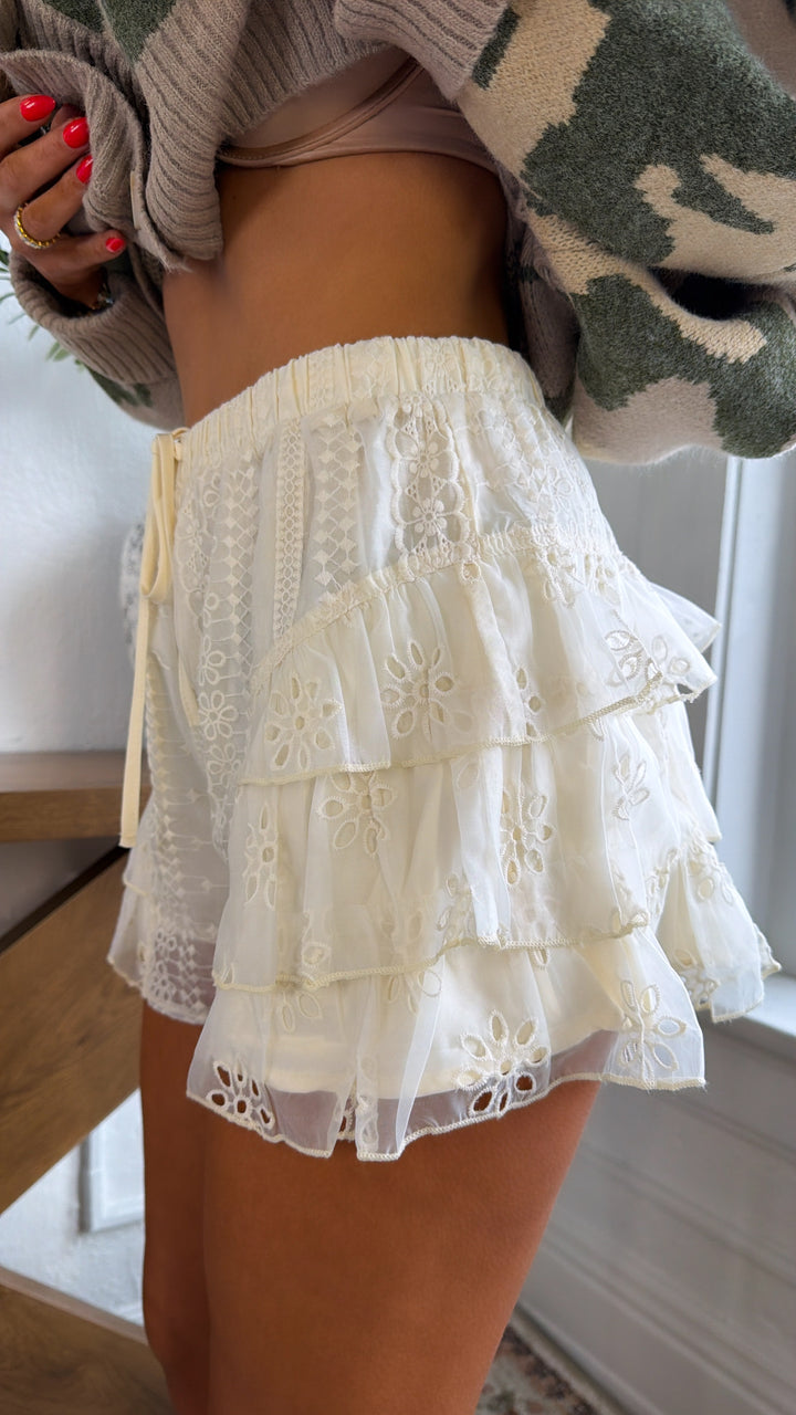 Little Tulip Eyelet Skort, Ecru
