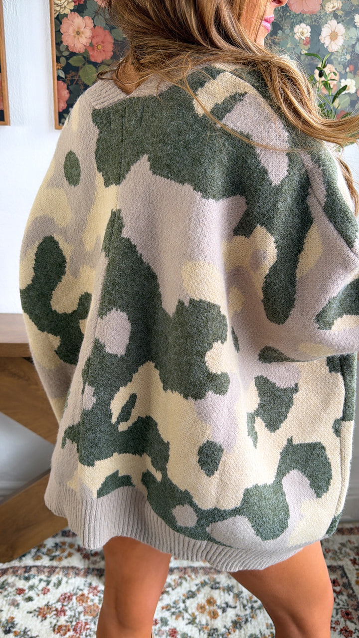 Camo Chill Cardigan, Taupe