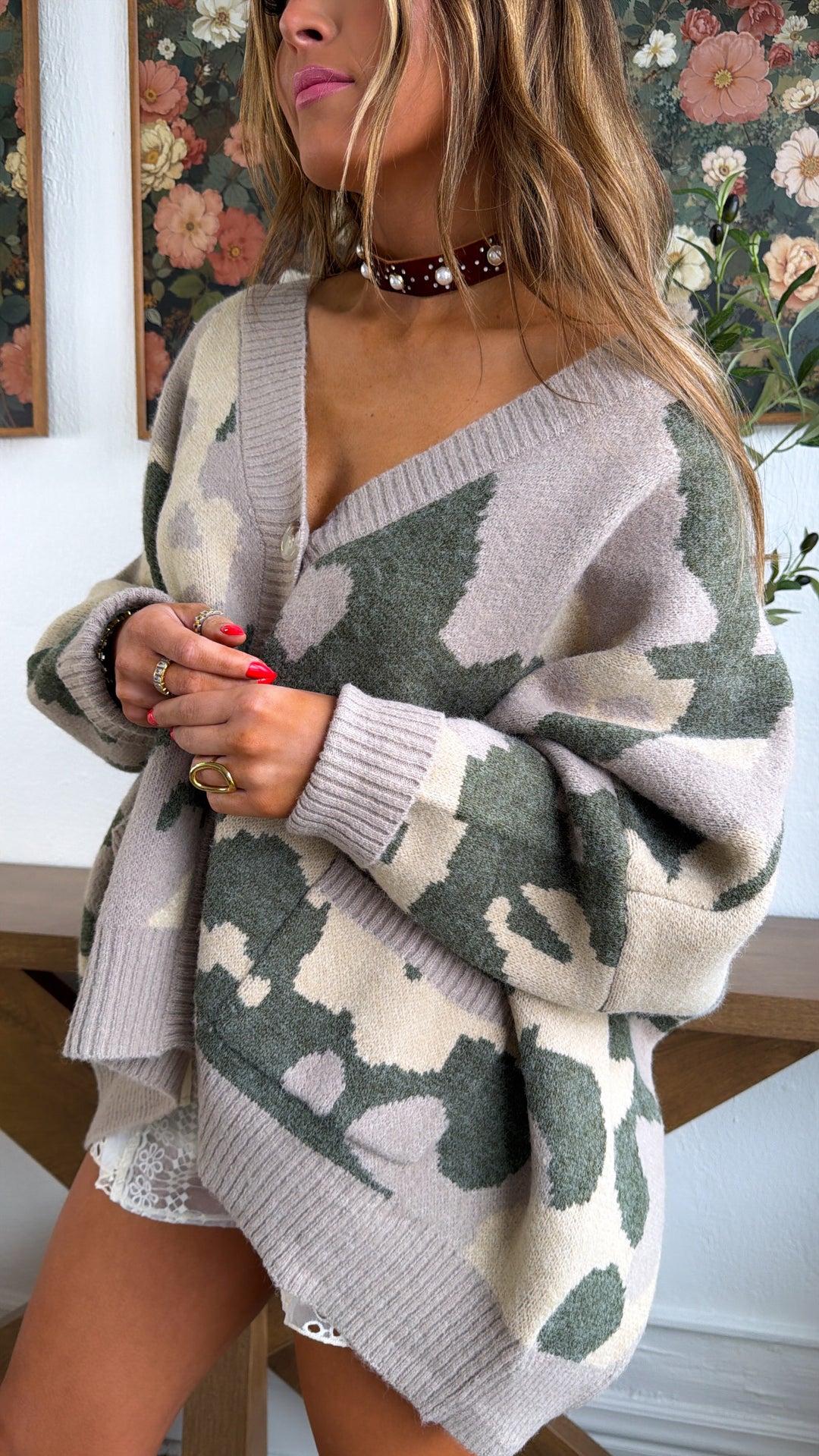 Camo Chill Cardigan, Taupe
